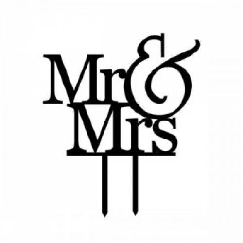 "Mr & Mrs" Wedding Cake Topper - Black